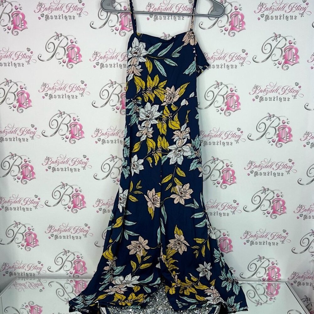 Japna one piece jumper pants onesie flowers Floral Navy and Yellow Dress